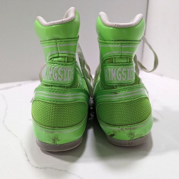 Ringside Diablo Boxing wrestling leather Shoes neon Green size 5 . Breathable - Picture 9 of 13